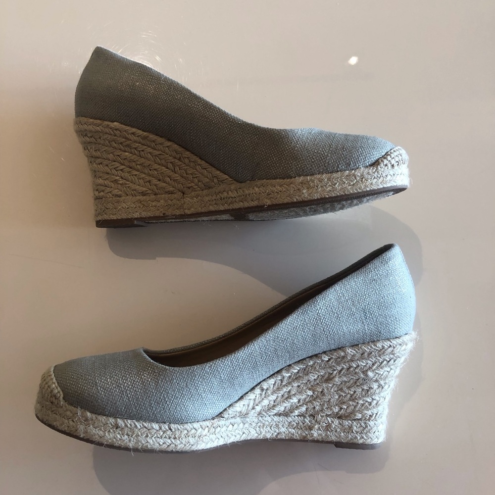 J Crew Seville espadrille wedges in metallic gold